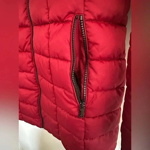 NWOT HFX Women's Heavyweight Quilted Winter Puffer Parka Mid Length. Wine Sz: M - Picture 8 of 16